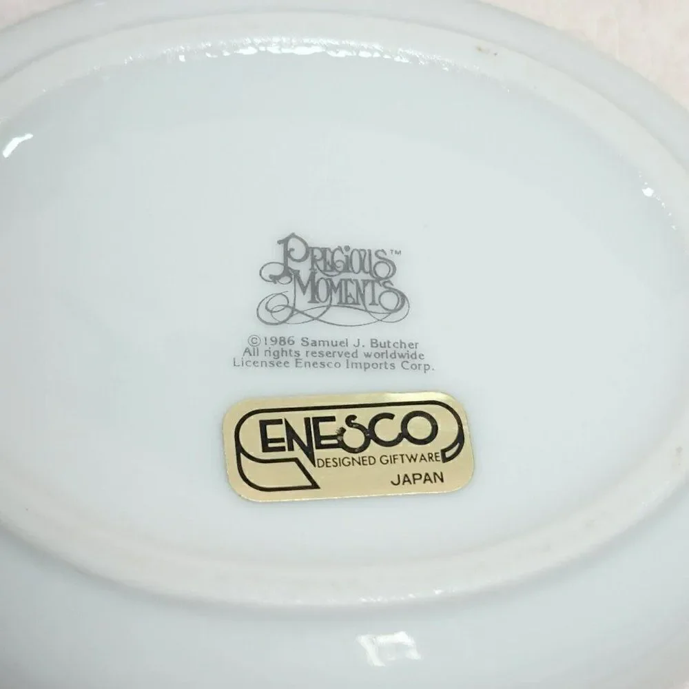Vintage‎ Enesco 1986 Precious Moments Oval Christmas Covered Trinket Dish